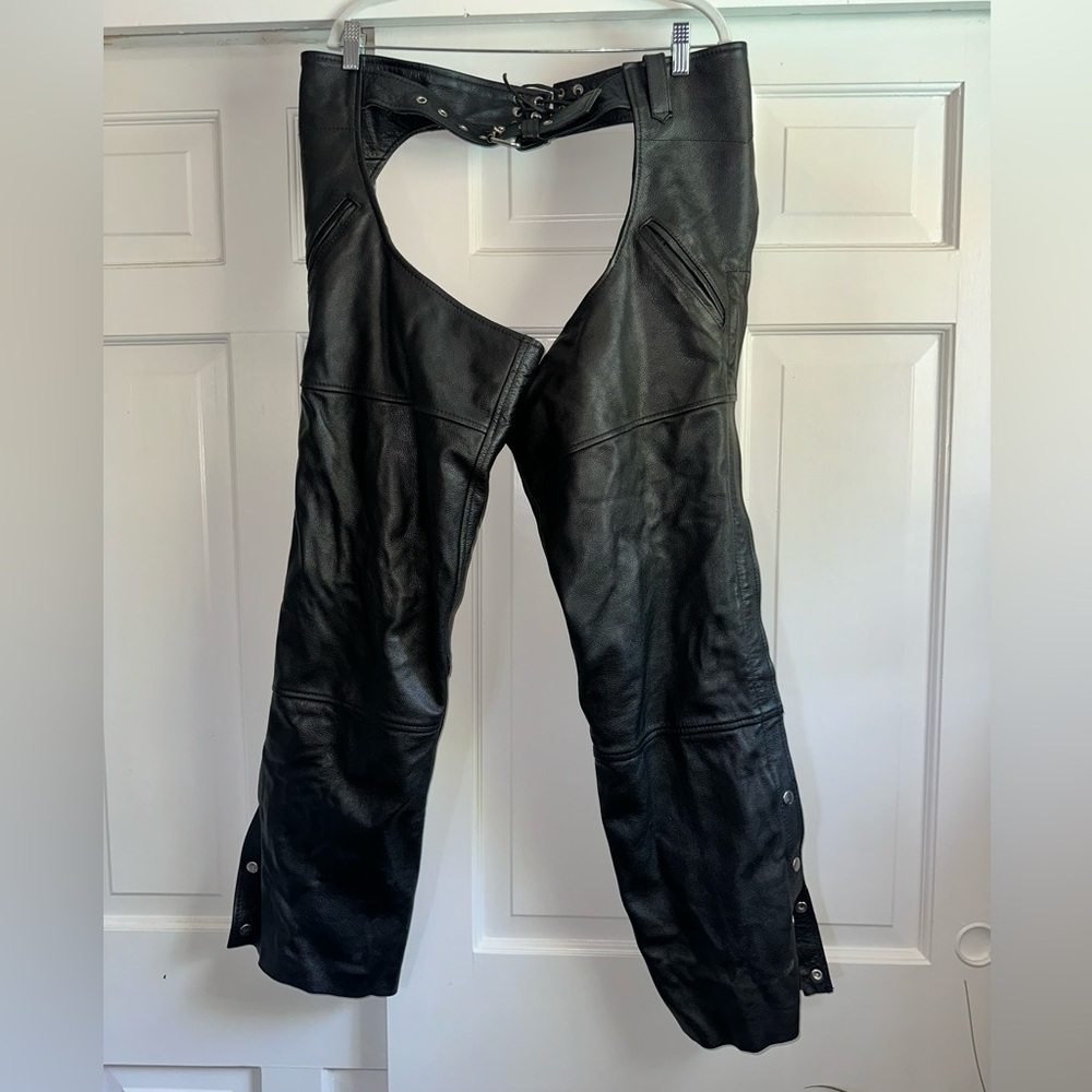 FMC Leather Motorcycle Riding Chaps - Picture 2 of 4